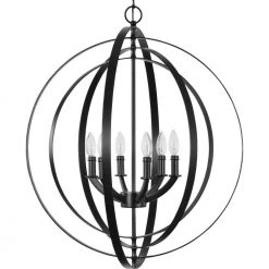 Equinox Collection Black Six-Light Sphere Pendant by Progress Lighting -Progress Lighting Shop matte black progress lighting chandeliers p3889 31 66 1000