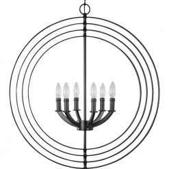 Equinox Collection Black Six-Light Sphere Pendant by Progress Lighting -Progress Lighting Shop matte black progress lighting chandeliers p3889 31 c3 1000