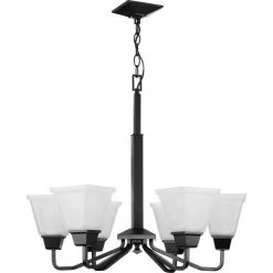 Clifton Heights Collection 26 in. 6-Light Matte Black Chandelier Light with Etched Glass Shades New Traditional by Progress Lighting 13 Clifton Heights Collection 26 in. 6-Light Matte Black Chandelier Light with Etched Glass Shades New Traditional by Progress Lighting -Progress Lighting Shop matte black progress lighting chandeliers p400119 31m c3 1000