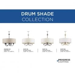Drum Shade Collection Farmhouse 21-5/8 in. 5-Light Matte Black with Harvest Linen Shade Chandelier Light by Progress Lighting -Progress Lighting Shop matte black progress lighting chandeliers p400193 031 77 1000