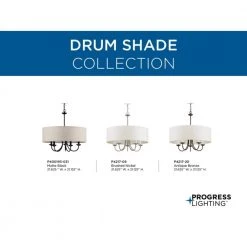 Drum Shade Collection Farmhouse 21-5/8 in. 5-Light Matte Black with Harvest Linen Shade Chandelier Light by Progress Lighting -Progress Lighting Shop matte black progress lighting chandeliers p400193 031 a0 1000