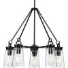 Stockbrace 5-Light Matte Black Clear Glass Farmhouse Chandelier Light by Progress Lighting 1 Stockbrace 5-Light Matte Black Clear Glass Farmhouse Chandelier Light by Progress Lighting -Progress Lighting Shop matte black progress lighting chandeliers p400243 031 64 1000