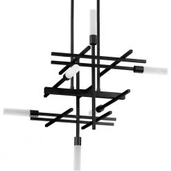 Quadrant LED Collection 6-Light Matte Black Frosted Glass LED Modern Chandelier Light by Progress Lighting