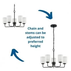 Merry 5-Light Matte Black Etched Glass Transitional Chandelier Light by Progress Lighting -Progress Lighting Shop matte black progress lighting chandeliers p400275 031 76 1000