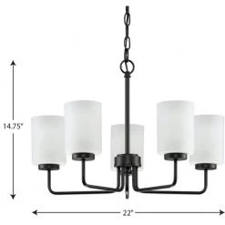 Merry 5-Light Matte Black Etched Glass Transitional Chandelier Light by Progress Lighting -Progress Lighting Shop matte black progress lighting chandeliers p400275 031 fa 1000