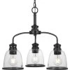 Pelzer 3-Light Matte Black Chandelier with Clear Glass Shades by Progress Lighting 1 Pelzer 3-Light Matte Black Chandelier with Clear Glass Shades by Progress Lighting -Progress Lighting Shop matte black progress lighting chandeliers p400282 31m 64 1000