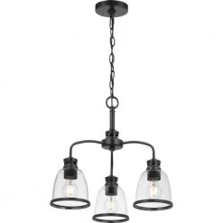 Pelzer 3-Light Matte Black Chandelier with Clear Glass Shades by Progress Lighting -Progress Lighting Shop matte black progress lighting chandeliers p400282 31m fa 1000