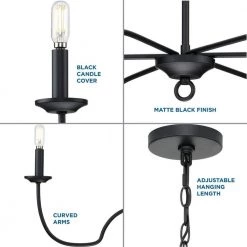 Canebrake 6-Light Matte Black Farmhouse Chandelier Light by Progress Lighting -Progress Lighting Shop matte black progress lighting chandeliers p400292 31m 44 1000