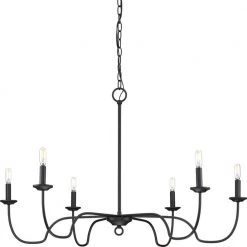Canebrake 6-Light Matte Black Farmhouse Chandelier Light by Progress Lighting