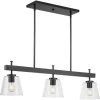 Saffert 40 in. 3-Light Matte Black with Clear Glass Shades New Traditional Linear Chandelier for Dining Room by Progress Lighting