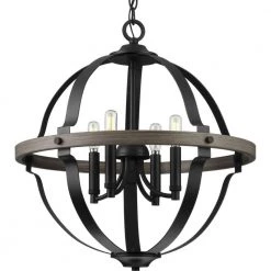Lockhart 4-Light Matte Black Farmhouse Sphere Pendant Hanging Light by Progress Lighting