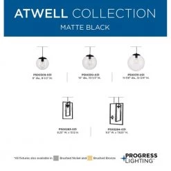 Atwell 1-Light Matte Black Clear Glass Globe Modern Large Pendant Hanging Light by Progress Lighting -Progress Lighting Shop matte black progress lighting chandeliers p500311 031 66 1000