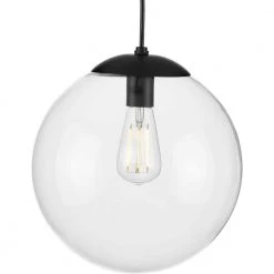 Atwell 1-Light Matte Black Clear Glass Globe Modern Large Pendant Hanging Light by Progress Lighting -Progress Lighting Shop matte black progress lighting chandeliers p500311 031 a0 1000