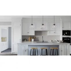 Atwell 1-Light Matte Black Clear Glass Globe Modern Large Pendant Hanging Light by Progress Lighting -Progress Lighting Shop matte black progress lighting chandeliers p500311 031 c3 1000