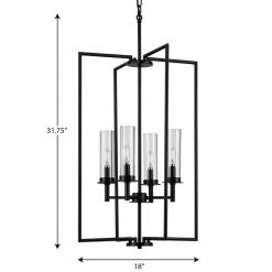 Kellwyn 4-Light Matte Black Clear Glass Transitional Foyer Pendant Light by Progress Lighting -Progress Lighting Shop matte black progress lighting chandeliers p500315 031 1f 1000