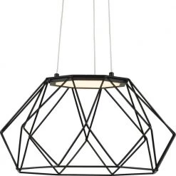 Geodesic LED Collection 1-Light Matte Black Modern Hanging Pendant Light by Progress Lighting