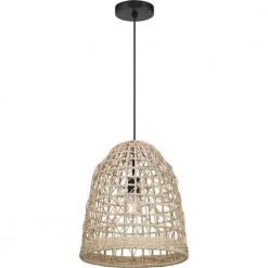 Jocassee 1-Light Matte Black Pendant with Rattan Shade by Progress Lighting -Progress Lighting Shop matte black progress lighting chandeliers p500338 31m 1f 1000