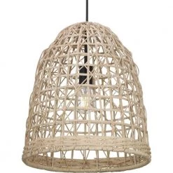 Jocassee 1-Light Matte Black Pendant with Rattan Shade by Progress Lighting
