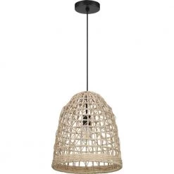 Jocassee 1-Light Matte Black Pendant with Rattan Shade by Progress Lighting -Progress Lighting Shop matte black progress lighting chandeliers p500338 31m c3 1000