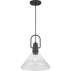 Suwanee 1-Light Matte Black Pendant with Clear Seeded Glass Shade by Progress Lighting -Progress Lighting Shop matte black progress lighting chandeliers p500346 31m 1f 1000