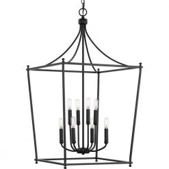 Parkhurst 20 in. 8-Light Matte Black New Traditional Chandelier for Foyer by Progress Lighting