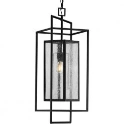 Navarre Collection 1-Light Matte Black Clear Glass Transitional Pendant Hanging Light by Progress Lighting