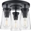 Stockbrace 3-Light Matte Black Clear Glass Farmhouse Flush Mount Ceiling Light by Progress Lighting