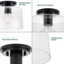 Adley Collection 1-Light Matte Black Clear Glass New Traditional Flush Mount Light by Progress Lighting -Progress Lighting Shop matte black progress lighting flush mount lights p350213 31m 44 1000