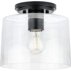 Adley Collection 1-Light Matte Black Clear Glass New Traditional Flush Mount Light by Progress Lighting