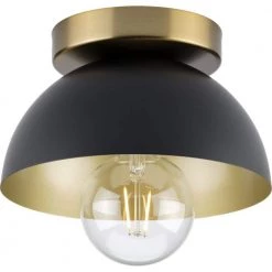 Eva 7.37 in. 1-Light Matte Black Mid-Century Modern Flush Mount Light by Progress Lighting