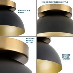 Eva 7.37 in. 1-Light Matte Black Mid-Century Modern Flush Mount Light by Progress Lighting -Progress Lighting Shop matte black progress lighting flush mount lights p350217 31m c3 1000