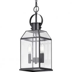 Canton Heights 2-Light Matte Black Outdoor Pendant Light with Clear Beveled Glass by Progress Lighting