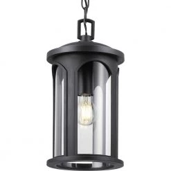 Faywood 1-Light Matte Black Outdoor Pendant Light with Clear Glass by Progress Lighting