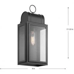 Landstone 1-Light 17 in. Matte Black Outdoor Wall Lantern with Clear Glass by Progress Lighting -Progress Lighting Shop matte black progress lighting outdoor sconces p560204 031 76 1000