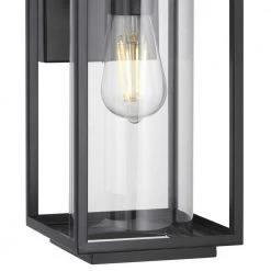 Macstreet 12 in. 1-Light Matte Black Modern Outdoor Wall Lantern with Clear Glass by Progress Lighting -Progress Lighting Shop matte black progress lighting outdoor sconces p560221 031 1f 1000