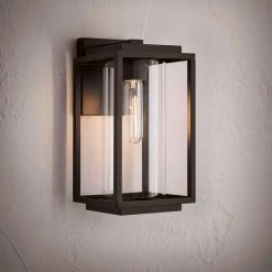 Macstreet 12 in. 1-Light Matte Black Modern Outdoor Wall Lantern with Clear Glass by Progress Lighting -Progress Lighting Shop matte black progress lighting outdoor sconces p560221 031 40 1000