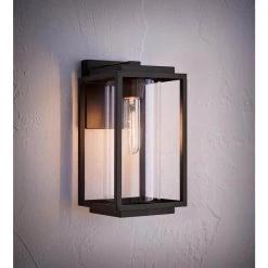 Macstreet 12 in. 1-Light Matte Black Modern Outdoor Wall Lantern with Clear Glass by Progress Lighting -Progress Lighting Shop matte black progress lighting outdoor sconces p560221 031 a0 1000