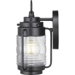 Watch Tower 1-Light 8.75 in. Matte Black Outdoor Wall Lantern with Clear Glass by Progress Lighting -Progress Lighting Shop matte black progress lighting outdoor sconces p560231 031 4f 1000