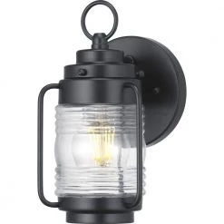 Watch Tower 1-Light 8.75 in. Matte Black Outdoor Wall Lantern with Clear Glass by Progress Lighting