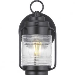 Watch Tower 1-Light 8.75 in. Matte Black Outdoor Wall Lantern with Clear Glass by Progress Lighting -Progress Lighting Shop matte black progress lighting outdoor sconces p560231 031 fa 1000