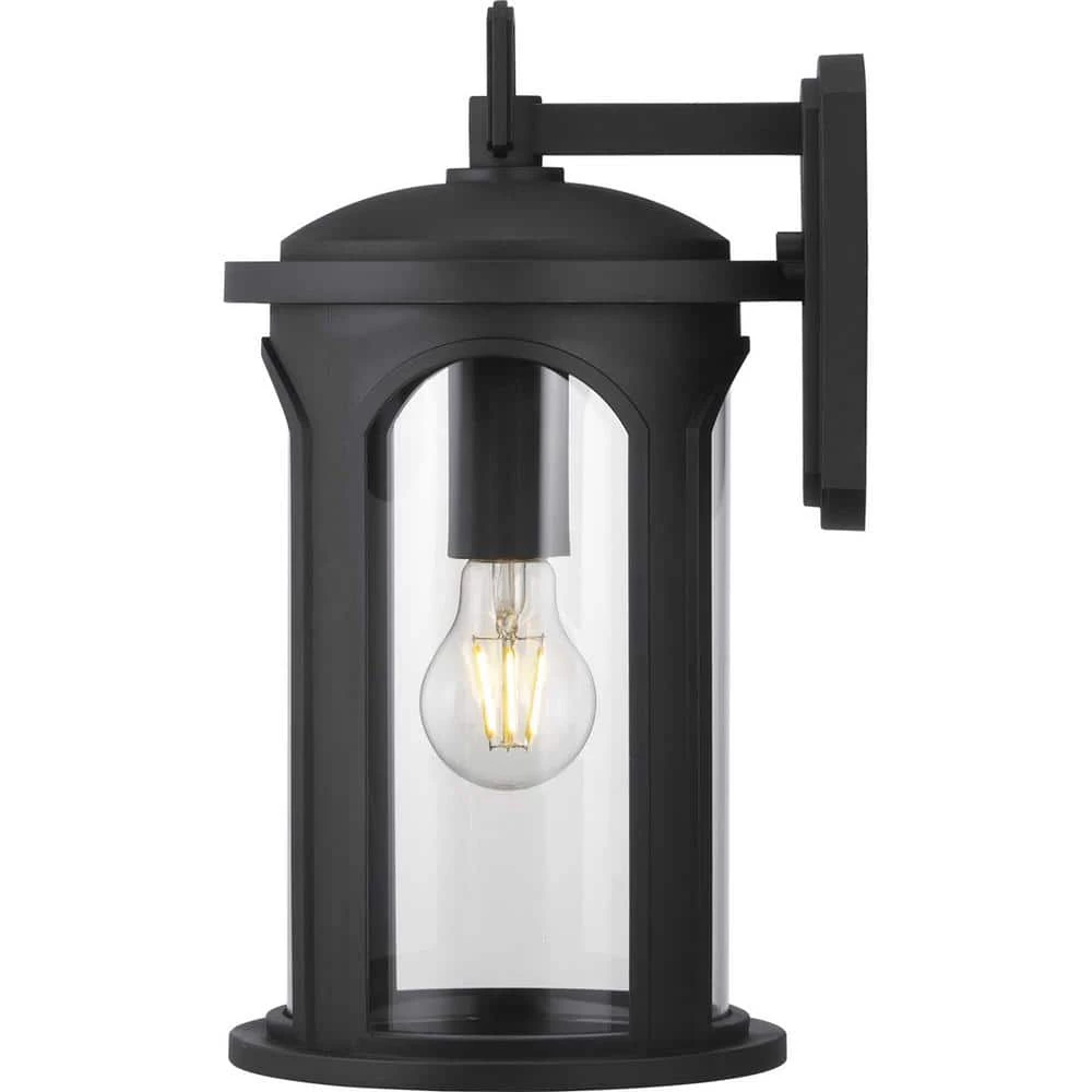 Faywood 1-Light 14 in. Matte Black Outdoor Wall Lantern with Clear Glass by Progress Lighting 5 Faywood 1-Light 14 in. Matte Black Outdoor Wall Lantern with Clear Glass by Progress Lighting - Image 3