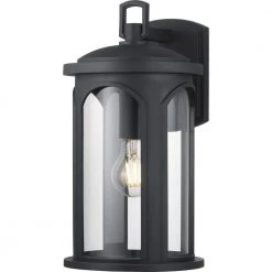 Faywood 1-Light 14 in. Matte Black Outdoor Wall Lantern with Clear Glass by Progress Lighting