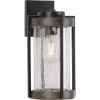 Whitmire 1-Light Matte Black with Aged Oak Accents Clear Seeded Glass Farmhouse Outdoor Wall Lantern Sconce by Progress Lighting -Progress Lighting Shop matte black progress lighting outdoor sconces p560282 31m 64 1000