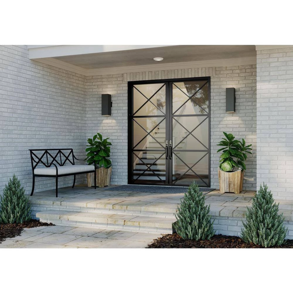 Square 6" Two-Light Black Modern Wall Lantern for Outdoor Spaces with Up-Down Light Output by Progress Lighting 12 Square 6" Two-Light Black Modern Wall Lantern for Outdoor Spaces with Up-Down Light Output by Progress Lighting - Image 10