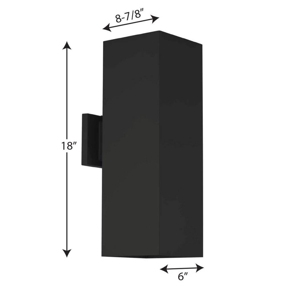 Square 6" Two-Light Black Modern Wall Lantern for Outdoor Spaces with Up-Down Light Output by Progress Lighting 13 Square 6" Two-Light Black Modern Wall Lantern for Outdoor Spaces with Up-Down Light Output by Progress Lighting - Image 11