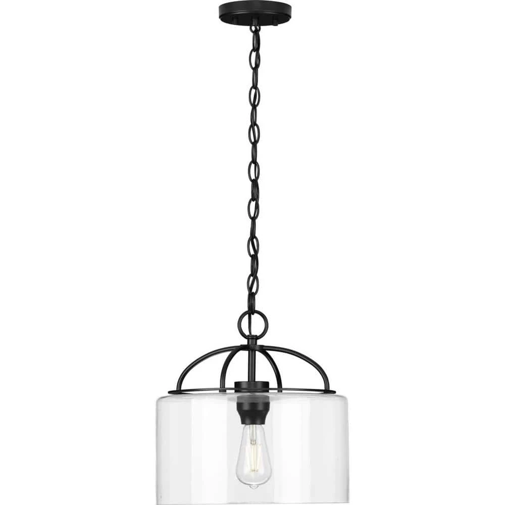 Leyden 1-Light Matte Black Clear Glass Transitional Mini-Pendant Hanging Light by Progress Lighting 9 Leyden 1-Light Matte Black Clear Glass Transitional Mini-Pendant Hanging Light by Progress Lighting - Image 7