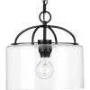 Leyden 1-Light Matte Black Clear Glass Transitional Mini-Pendant Hanging Light by Progress Lighting