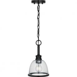 Pelzer 1-Light Matte Black Mini-Pendant with Clear Glass Shade by Progress Lighting -Progress Lighting Shop matte black progress lighting pendant lights p500339 31m 4f 1000
