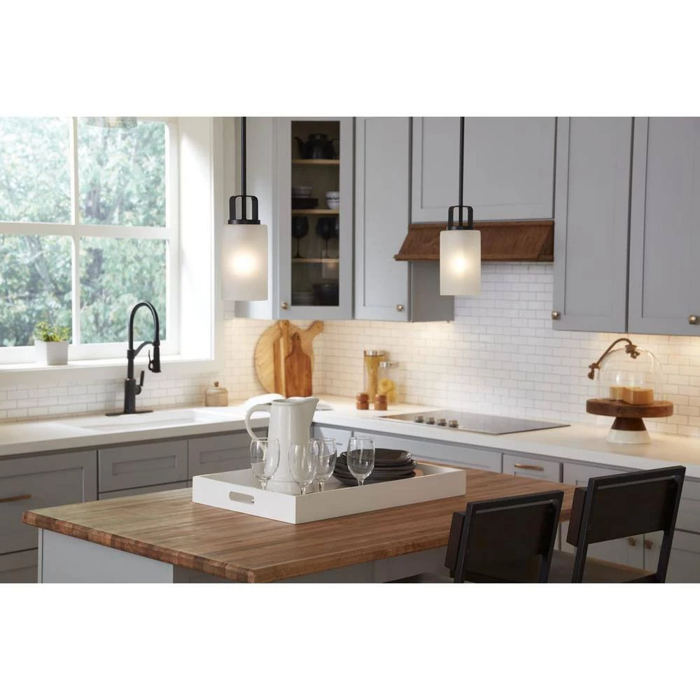 League Collection 1-Light Matte Black Etched Glass Modern Farmhouse Mini-Pendant Hanging Light by Progress Lighting 9 League Collection 1-Light Matte Black Etched Glass Modern Farmhouse Mini-Pendant Hanging Light by Progress Lighting - Image 7