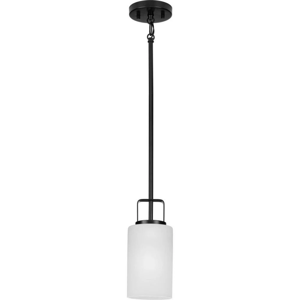 League Collection 1-Light Matte Black Etched Glass Modern Farmhouse Mini-Pendant Hanging Light by Progress Lighting 11 League Collection 1-Light Matte Black Etched Glass Modern Farmhouse Mini-Pendant Hanging Light by Progress Lighting - Image 9